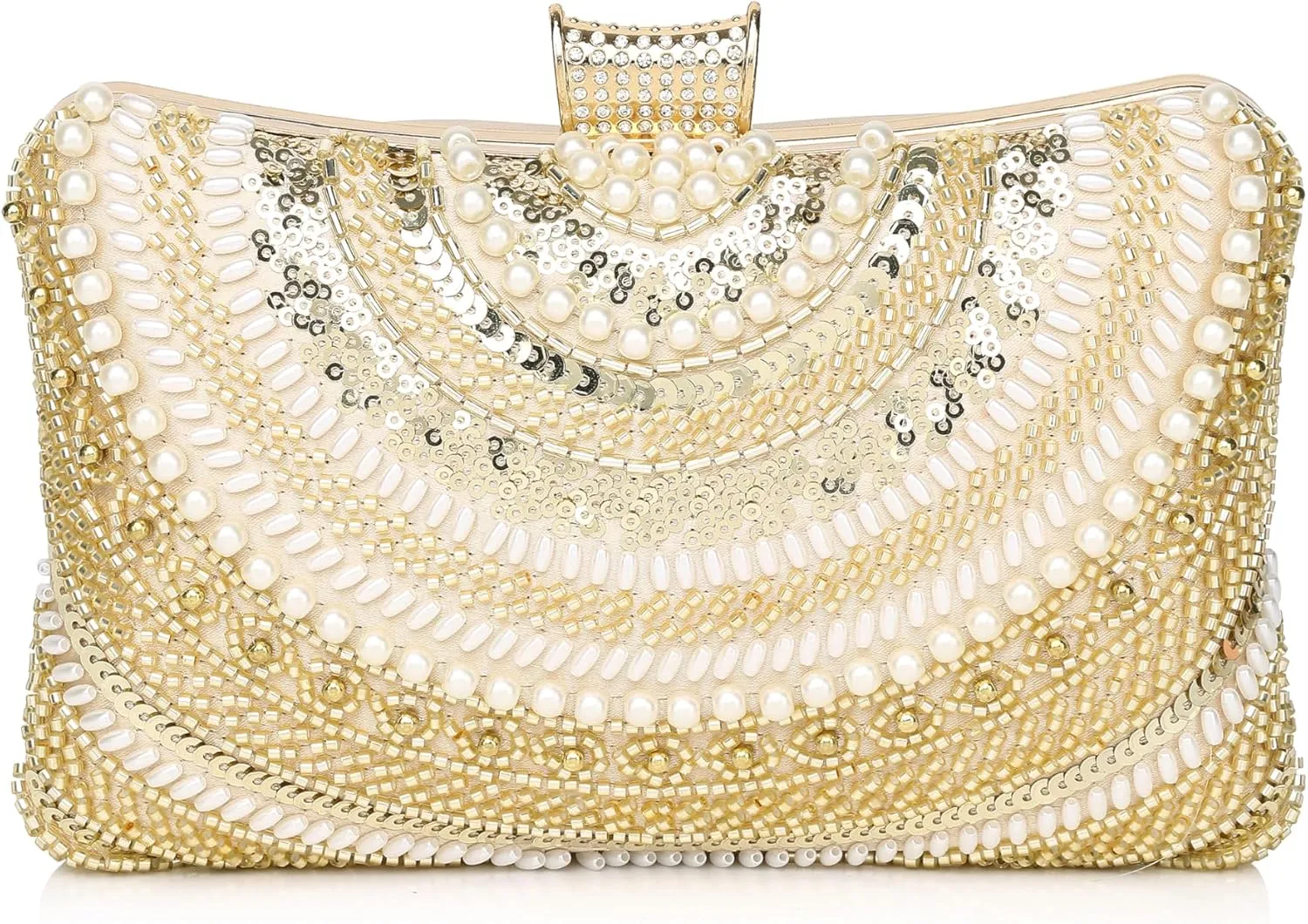 1920s Vintage Clutch Purse Beaded Floral Hard Shell Sequin Handbag Clutch for Women Bridal Sequin Wedding/Prom/Cocktail