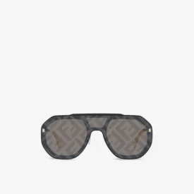 Acetate aviator sunglasses FN000575 with Fendi monogram, black