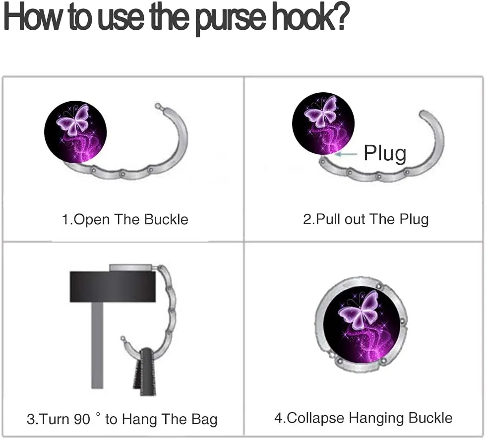 Butterfly Butterfly-Hook 3-pack Foldable Purse Hooks for Womens Bag Table Hanger Collection