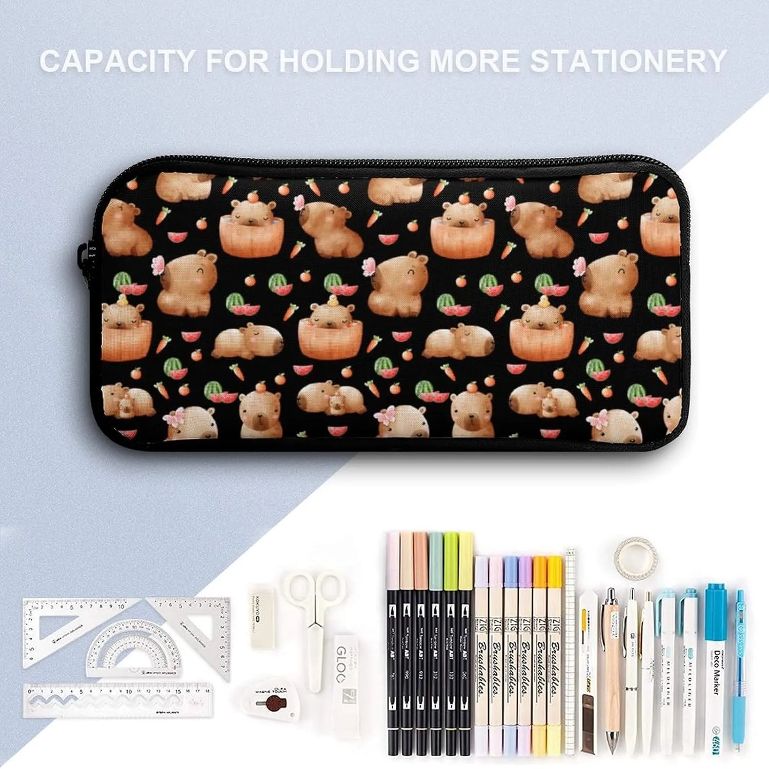 Capybara Backpack with Lunch Box & Pencil Case for Kids Girls Boys School, 16 Inch Cute Capybaras Bookbag, School Backpack for Students Children, Lightweight, Large Capacity