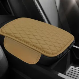 Car Center Console Cover, Car Armrest Cover Cushion, Leather Support Pad with 2 Storage Bags, Universal Interior Decorative Accessory for Most Vehicles, SUVs, Trucks, RVs (Yellow)