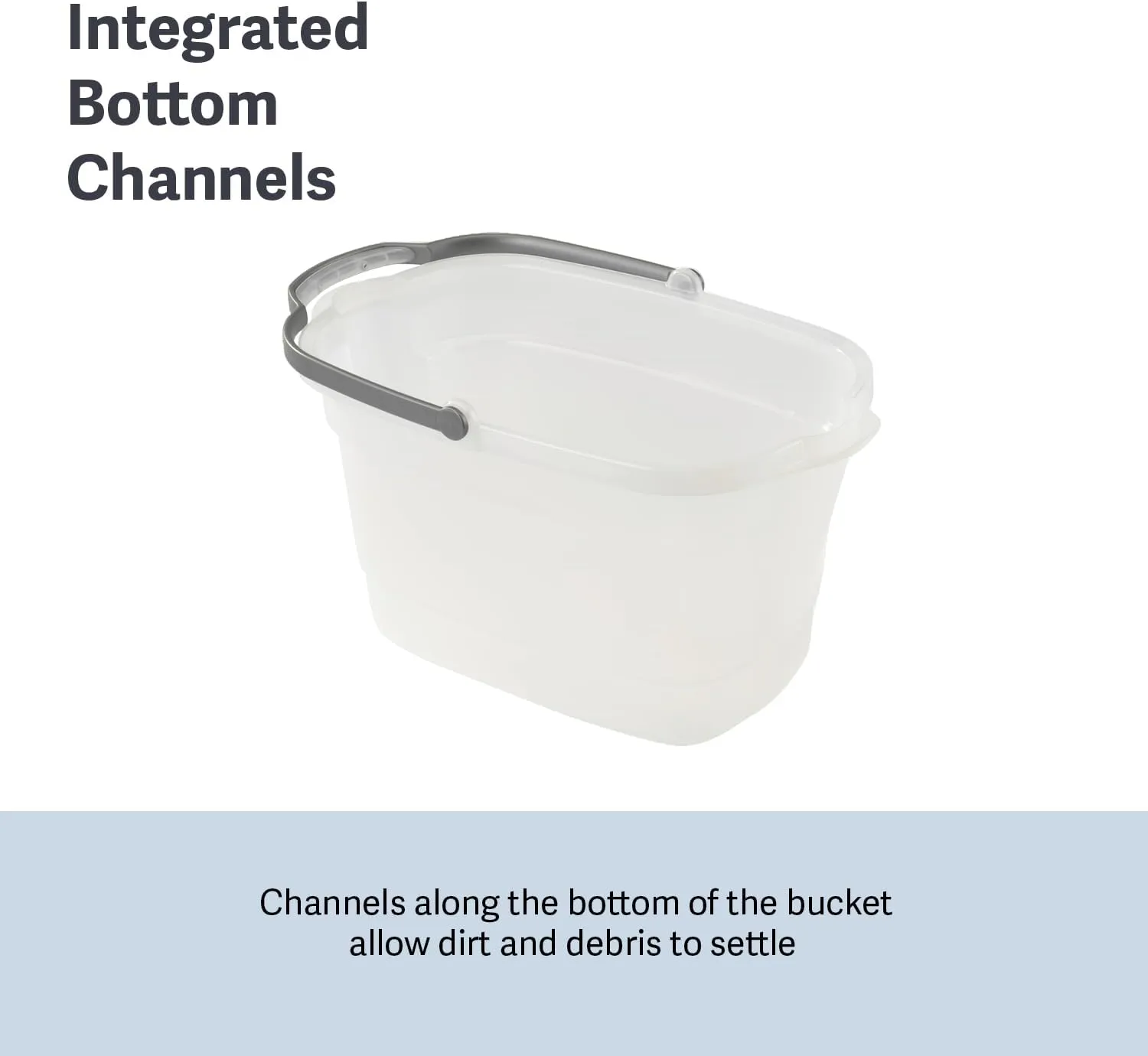 Casabella Plastic Rectangular Cleaning Bucket with Handle, Clear, 4 Gallon