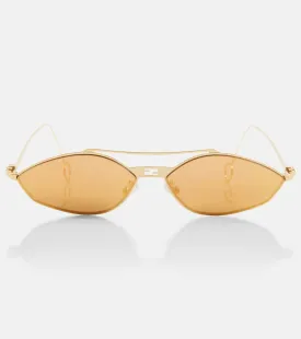Fendi Oval Sunglasses, Gold