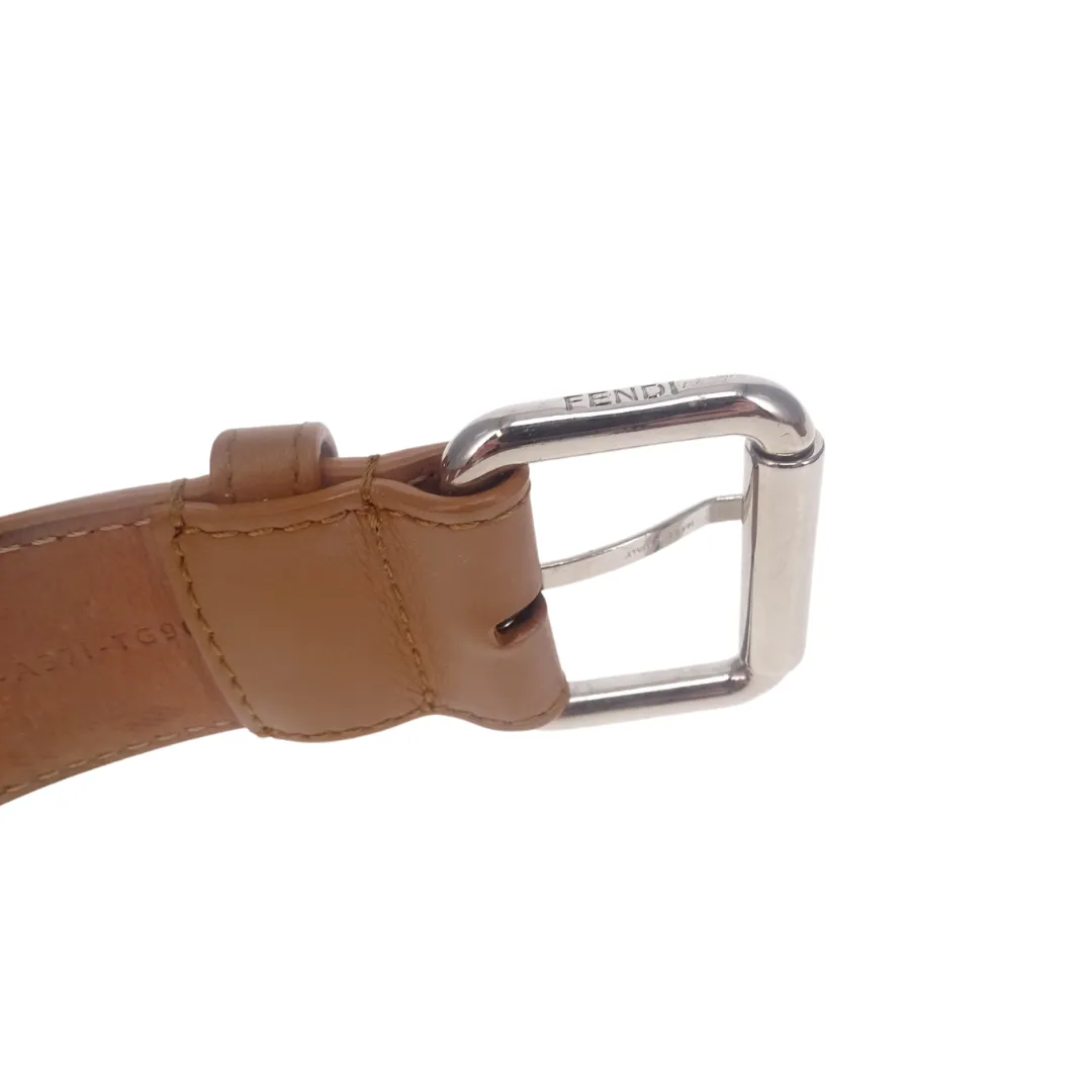 Fendi Tan Leather F Logo Belt 90cm