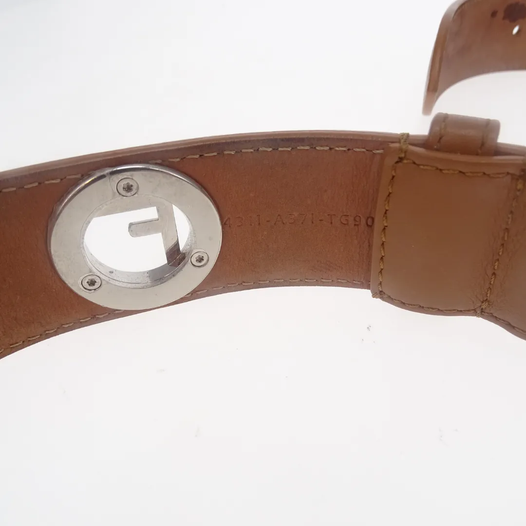 Fendi Tan Leather F Logo Belt 90cm
