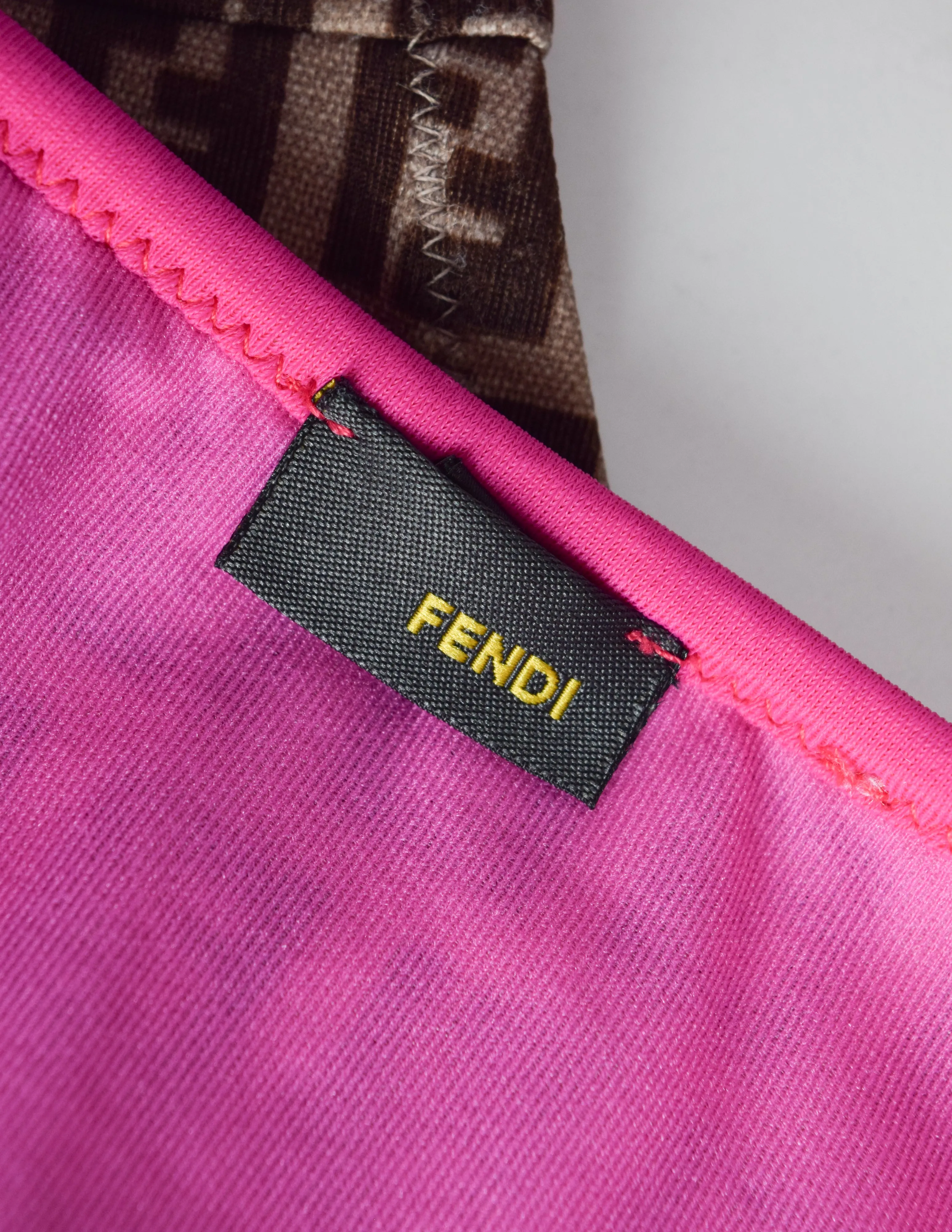 Fendi Vintage Pink and Brown Zucca Monogram FF Logo Two Piece Bikini Swimsuit
