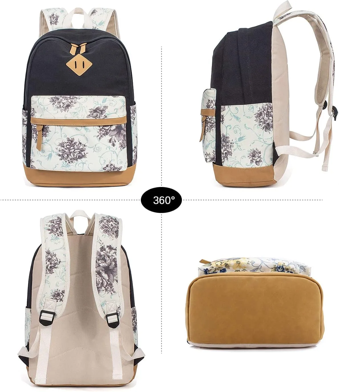 Joyfulife Girls Backpacks Kids Bookbags Teen Backpacks for School Student Backpack with Lunch Box Pencil Bags 3 in 1