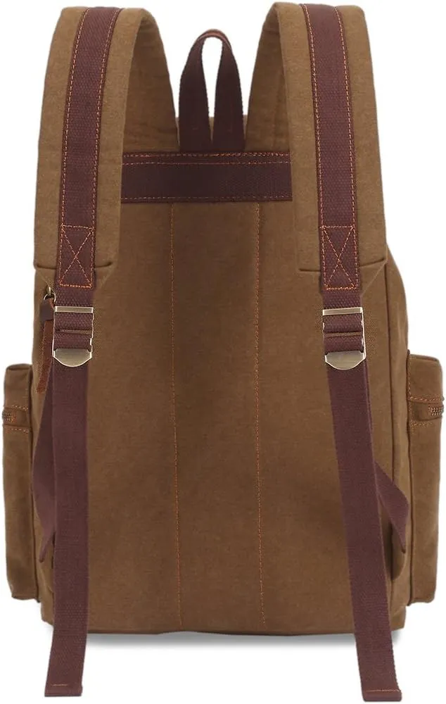 KAUKKO Vintage Casual Canvas and Leather Rucksack Backpack