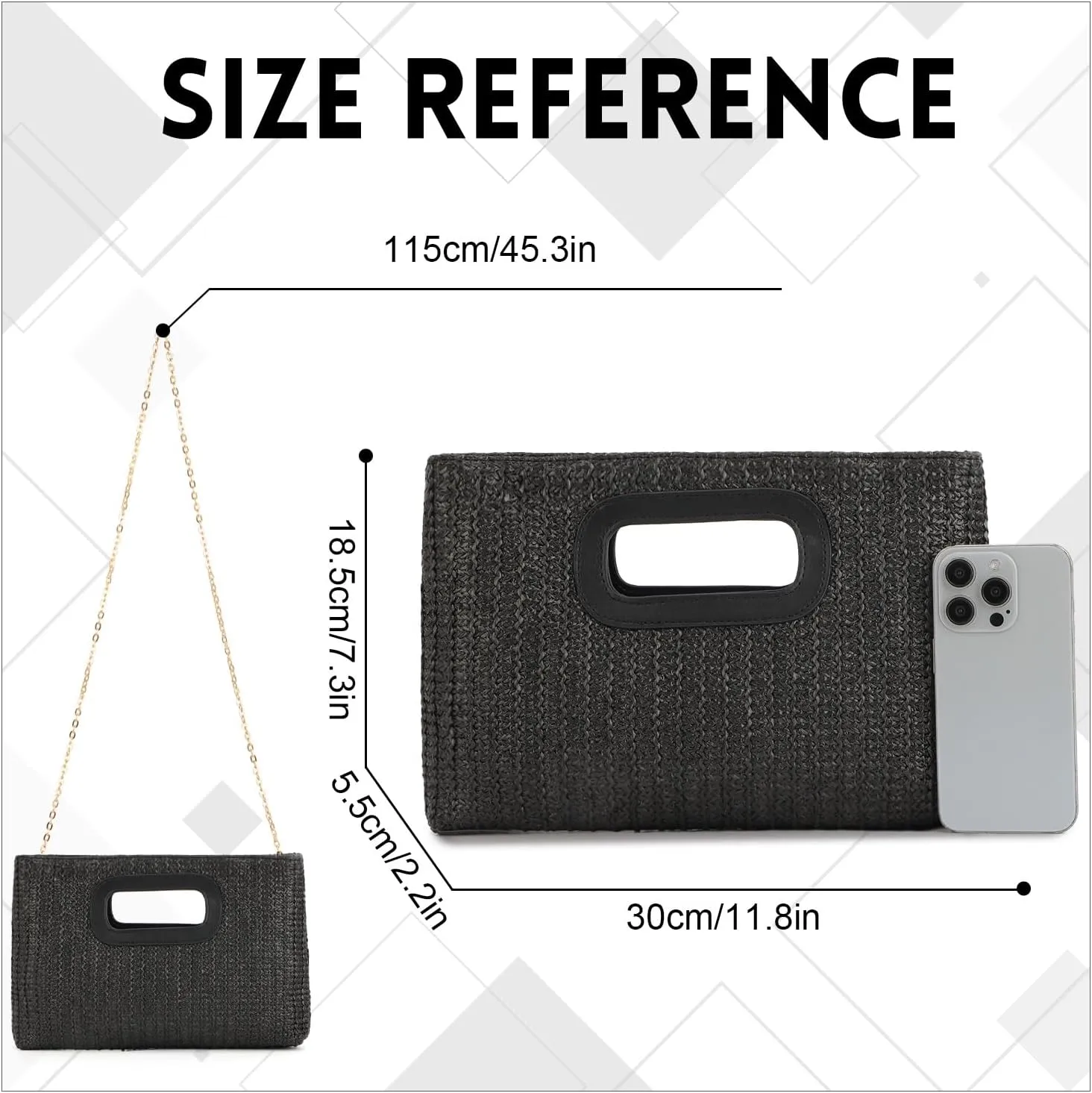 KUANG! Women's Clutch Handbags Top Handle Woven Straw Clutch Purse Shoulder Crossbody Bag Summer Raffia Bag