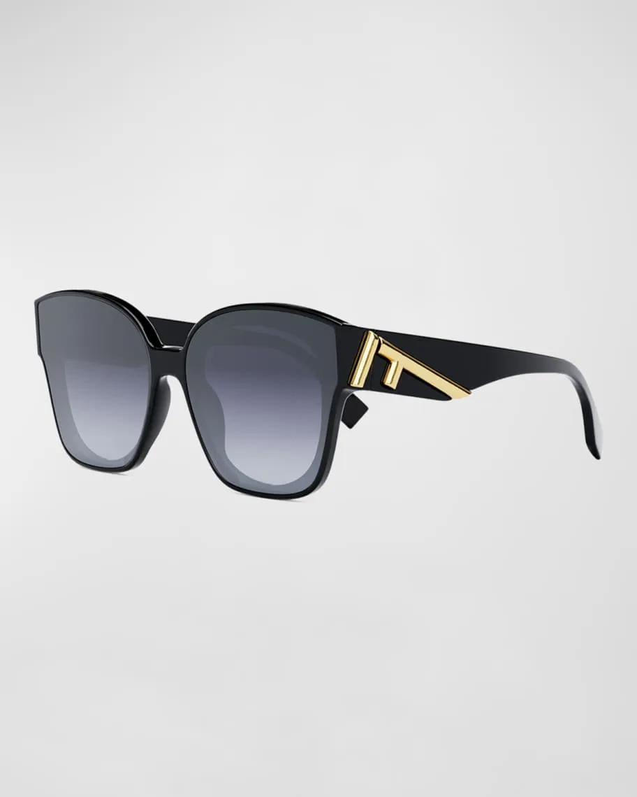 Large cat eye sunglasses in acetate with F Fendi logo