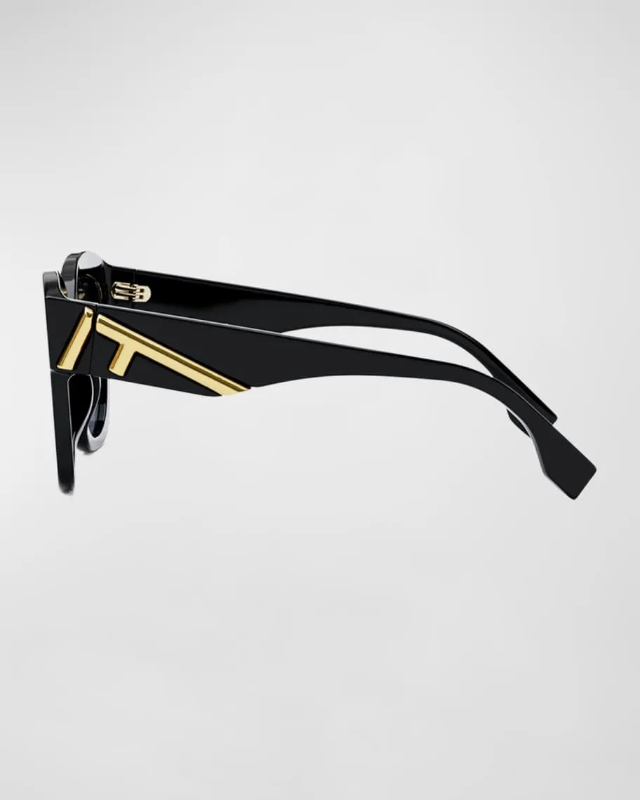 Large cat eye sunglasses in acetate with F Fendi logo