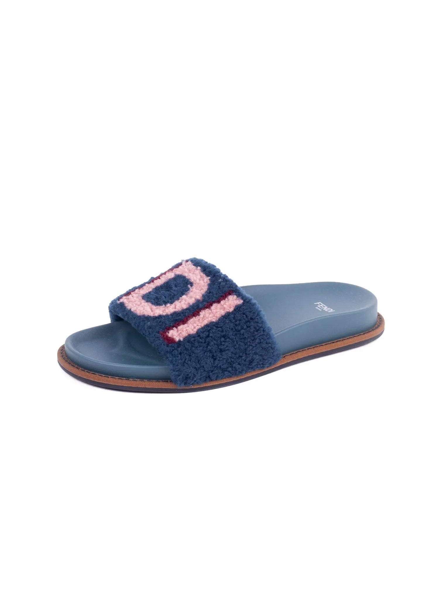 Leather And Sheepskin Slides - Pink / Blue