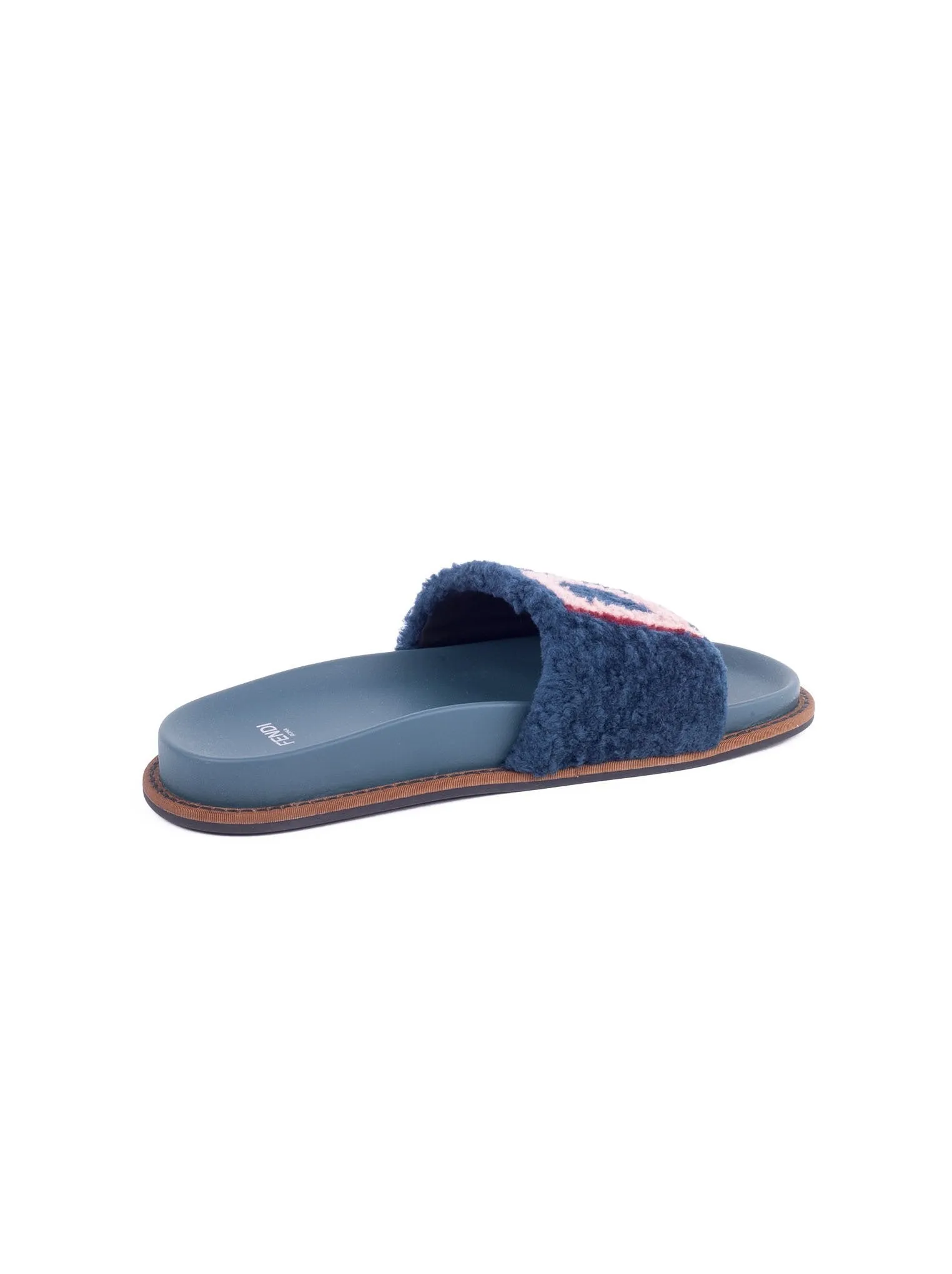 Leather And Sheepskin Slides - Pink / Blue