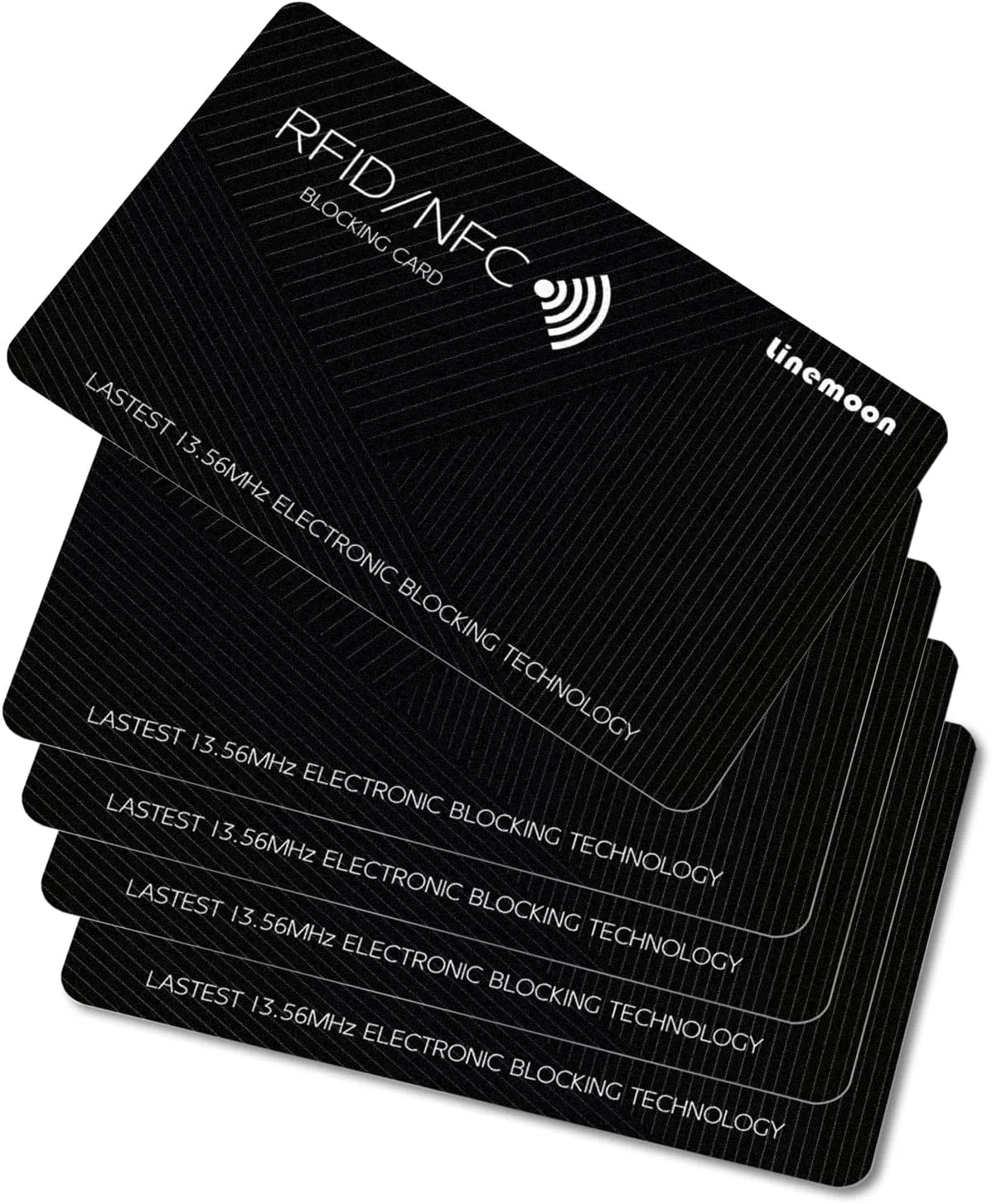 Linemoon RFID Blocking Card 5 Pack, One Card Protects Entire Wallet Purse, Contactless NFC Debit Credit Cards Protector ID ATM Cards Guard Blocker Black