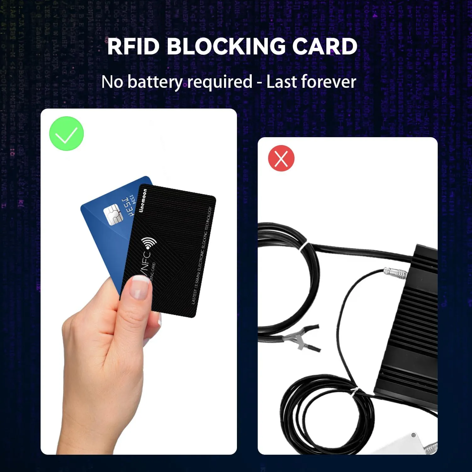 Linemoon RFID Blocking Card 5 Pack, One Card Protects Entire Wallet Purse, Contactless NFC Debit Credit Cards Protector ID ATM Cards Guard Blocker Black