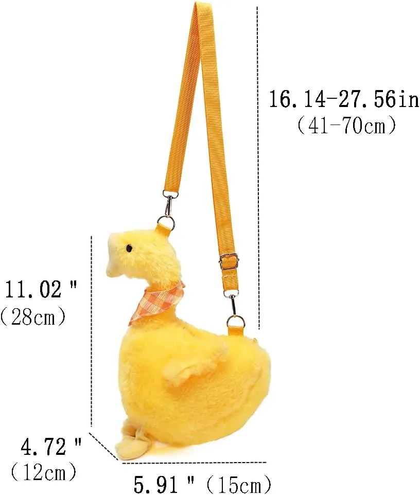 LOXOMU Cute Plush Duck Crossbody Bag, Animals Kawaii Coin Purse Soft Plush Shoulder Bag,Cartoon Crossbody Bag for Women (Yellow)
