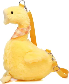 LOXOMU Cute Plush Duck Crossbody Bag, Animals Kawaii Coin Purse Soft Plush Shoulder Bag,Cartoon Crossbody Bag for Women (Yellow)