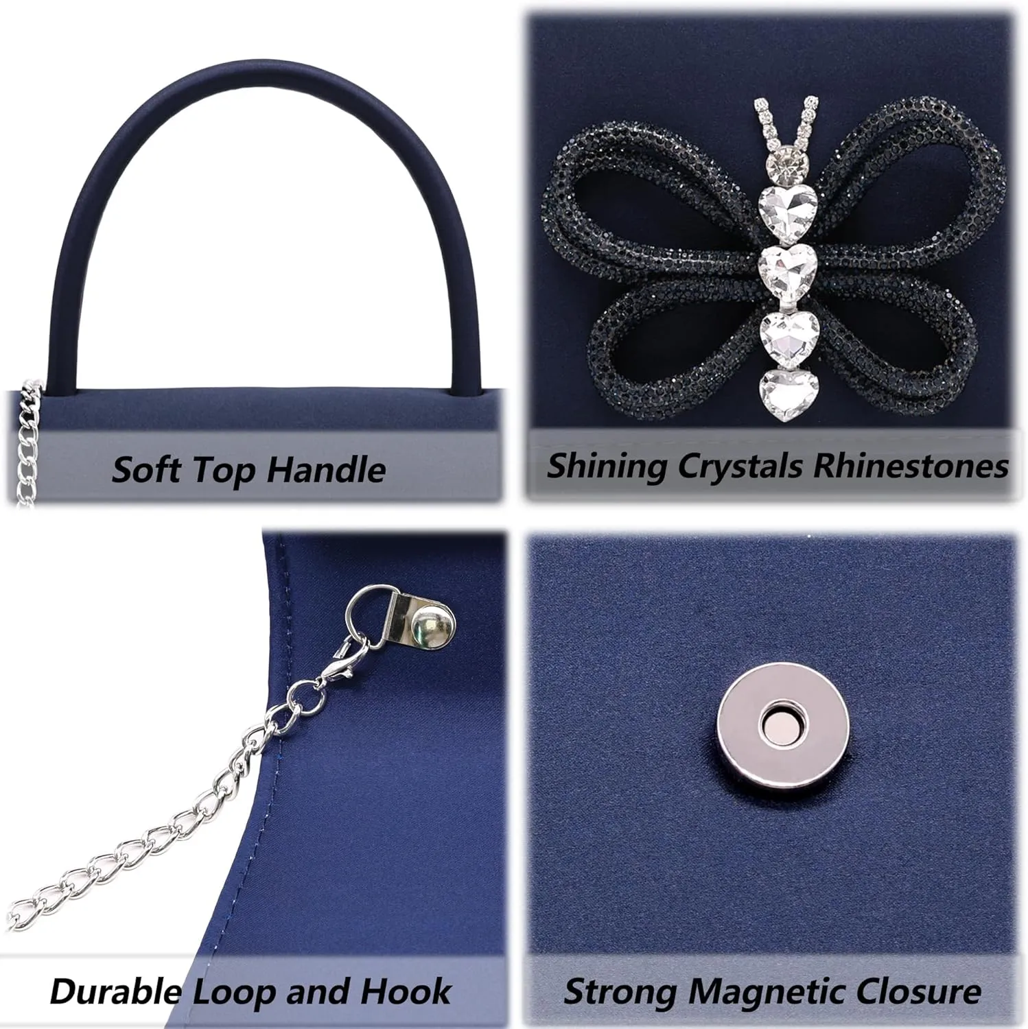 Milisente Women's Evening Bag Bridal Party Clutch Purses Cocktail Prom Handbags with Patent Leather