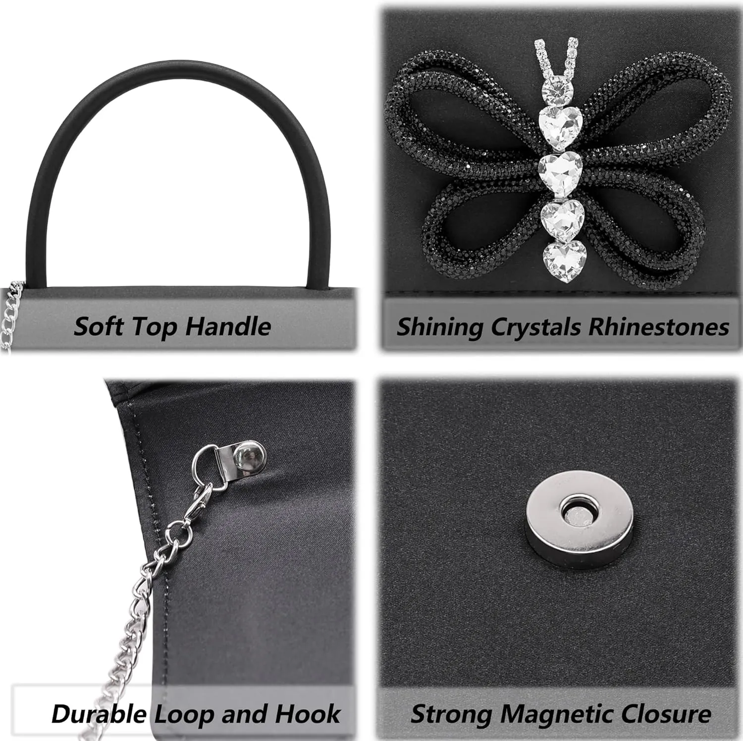 Milisente Women's Evening Bag Bridal Party Clutch Purses Cocktail Prom Handbags with Patent Leather