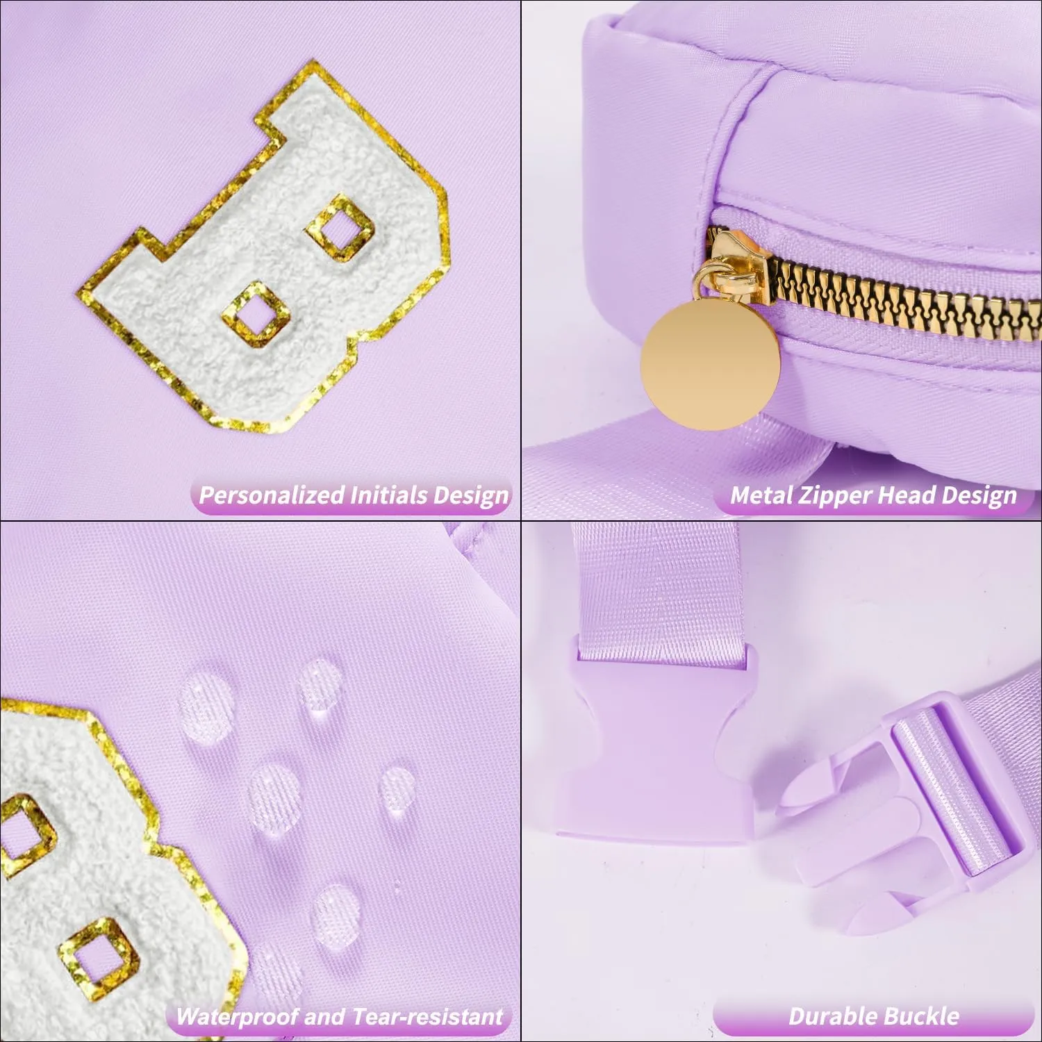Mini Belt Bag Fanny Pack Small Crossbody Bags with Initials Cute Stuff Birthday Gifts for Teenager Girls Trendy Stuff for Teens - B,Lavender Bag
