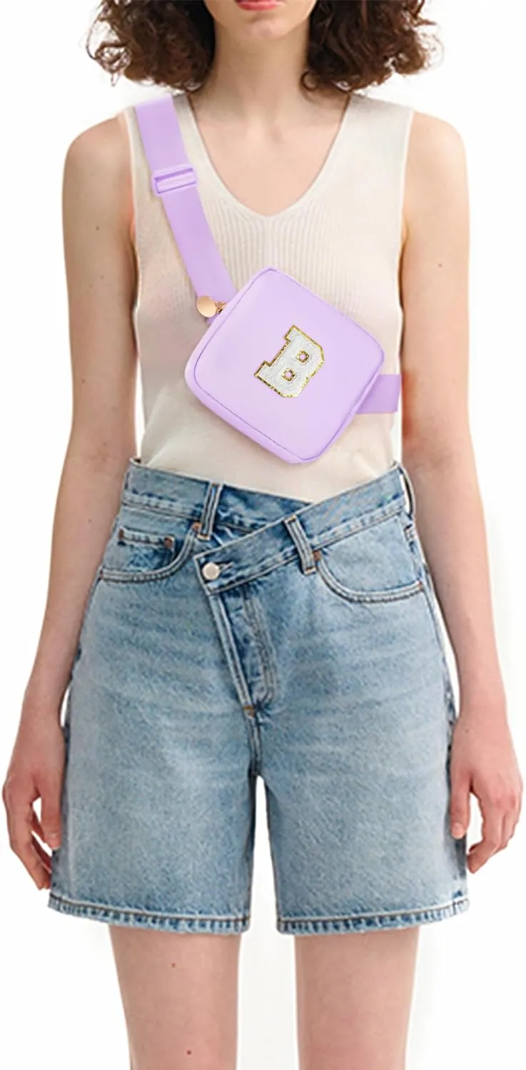 Mini Belt Bag Fanny Pack Small Crossbody Bags with Initials Cute Stuff Birthday Gifts for Teenager Girls Trendy Stuff for Teens - B,Lavender Bag
