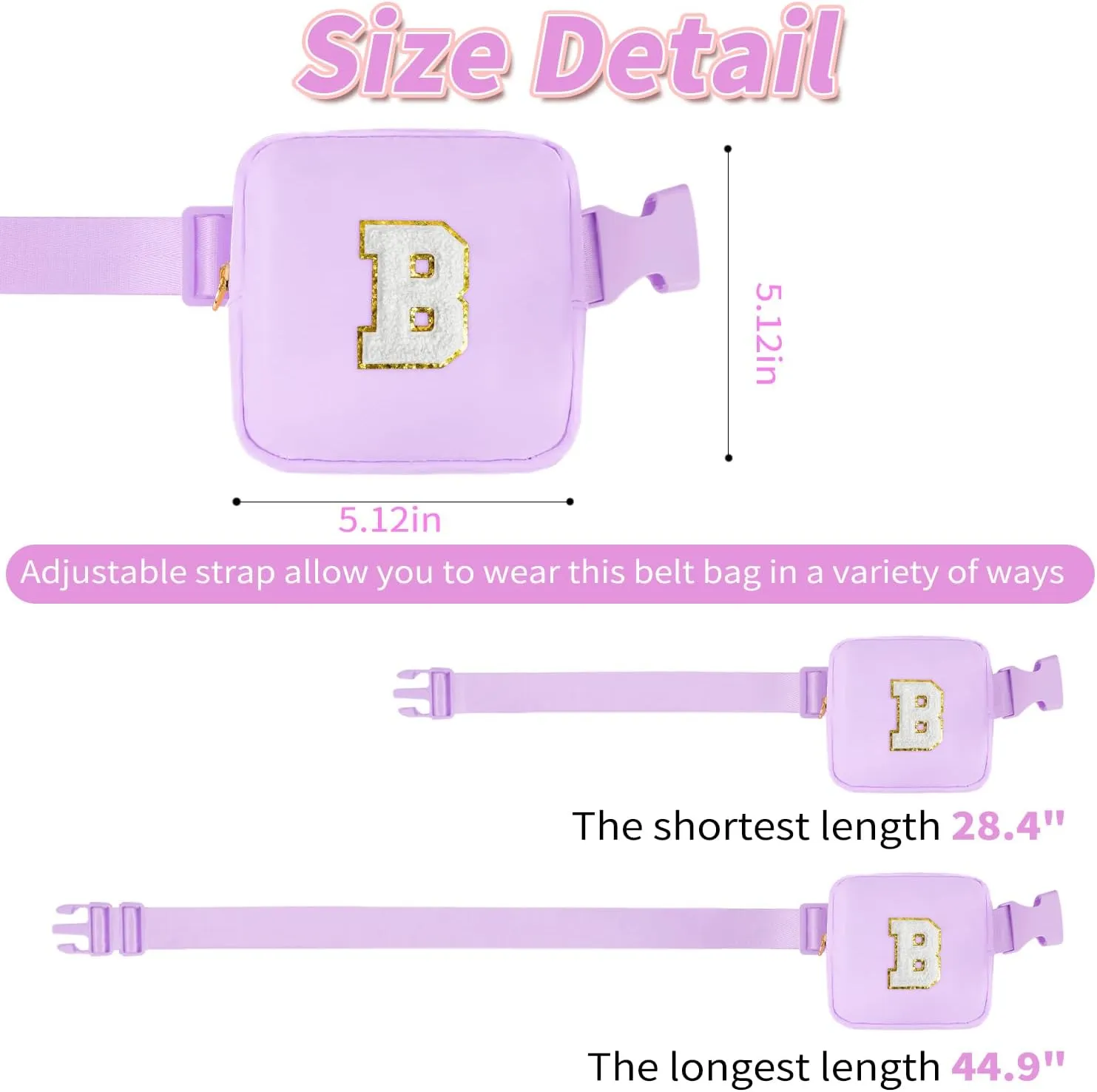 Mini Belt Bag Fanny Pack Small Crossbody Bags with Initials Cute Stuff Birthday Gifts for Teenager Girls Trendy Stuff for Teens - B,Lavender Bag