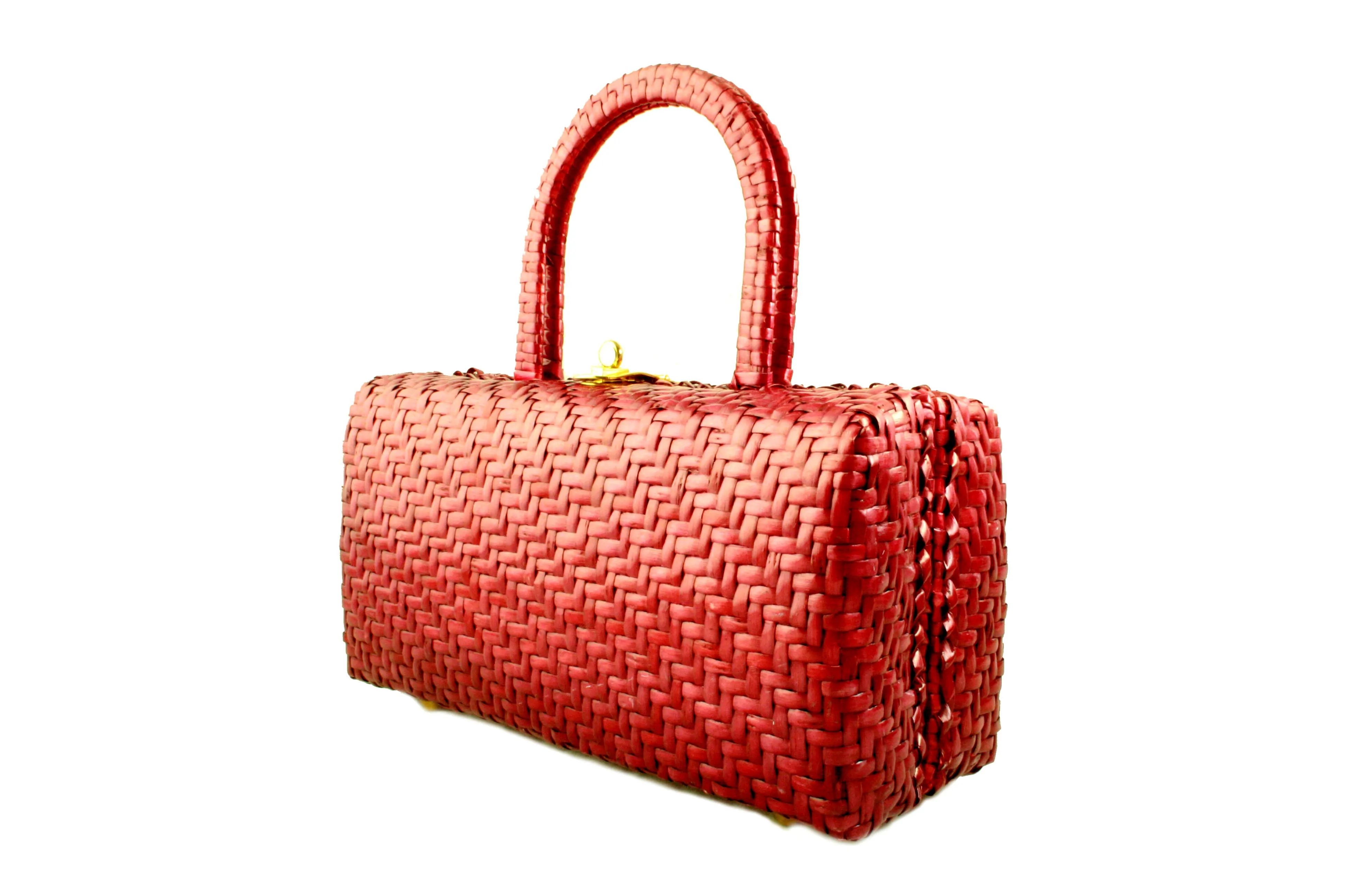 NEIMAN MARCUS cherry wicker handbag