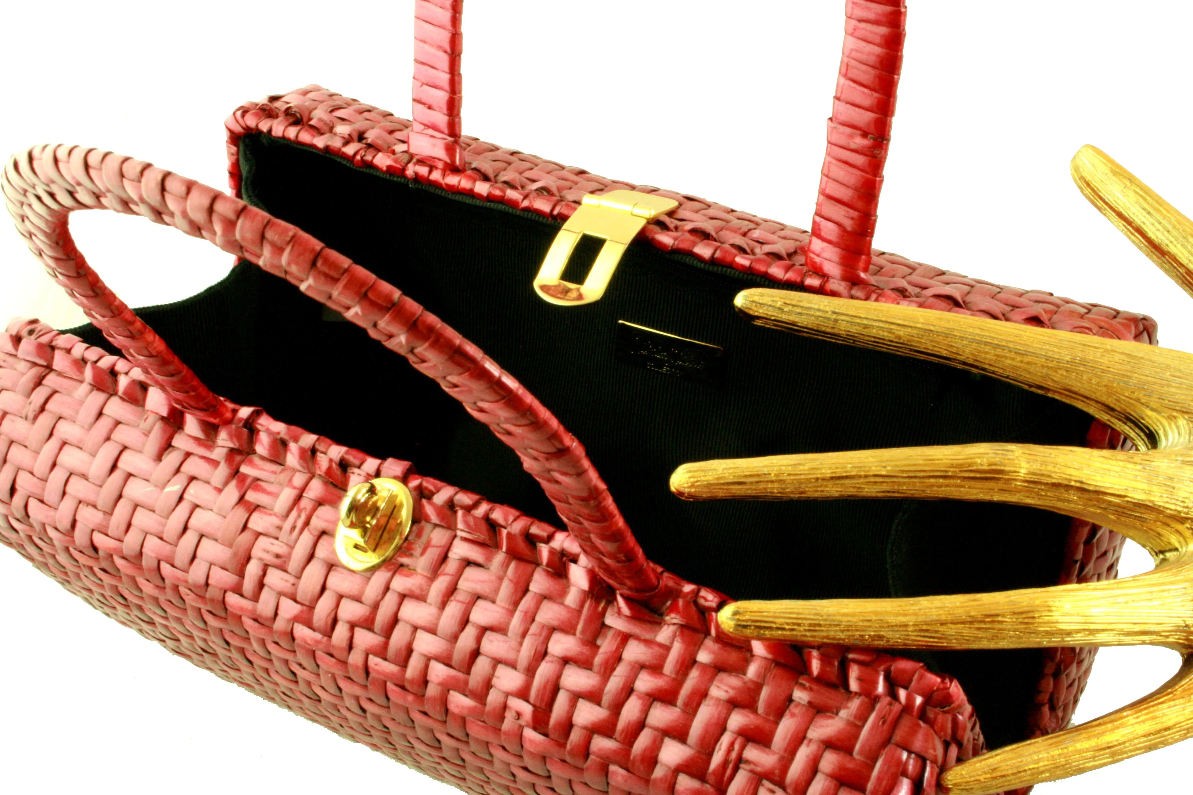NEIMAN MARCUS cherry wicker handbag