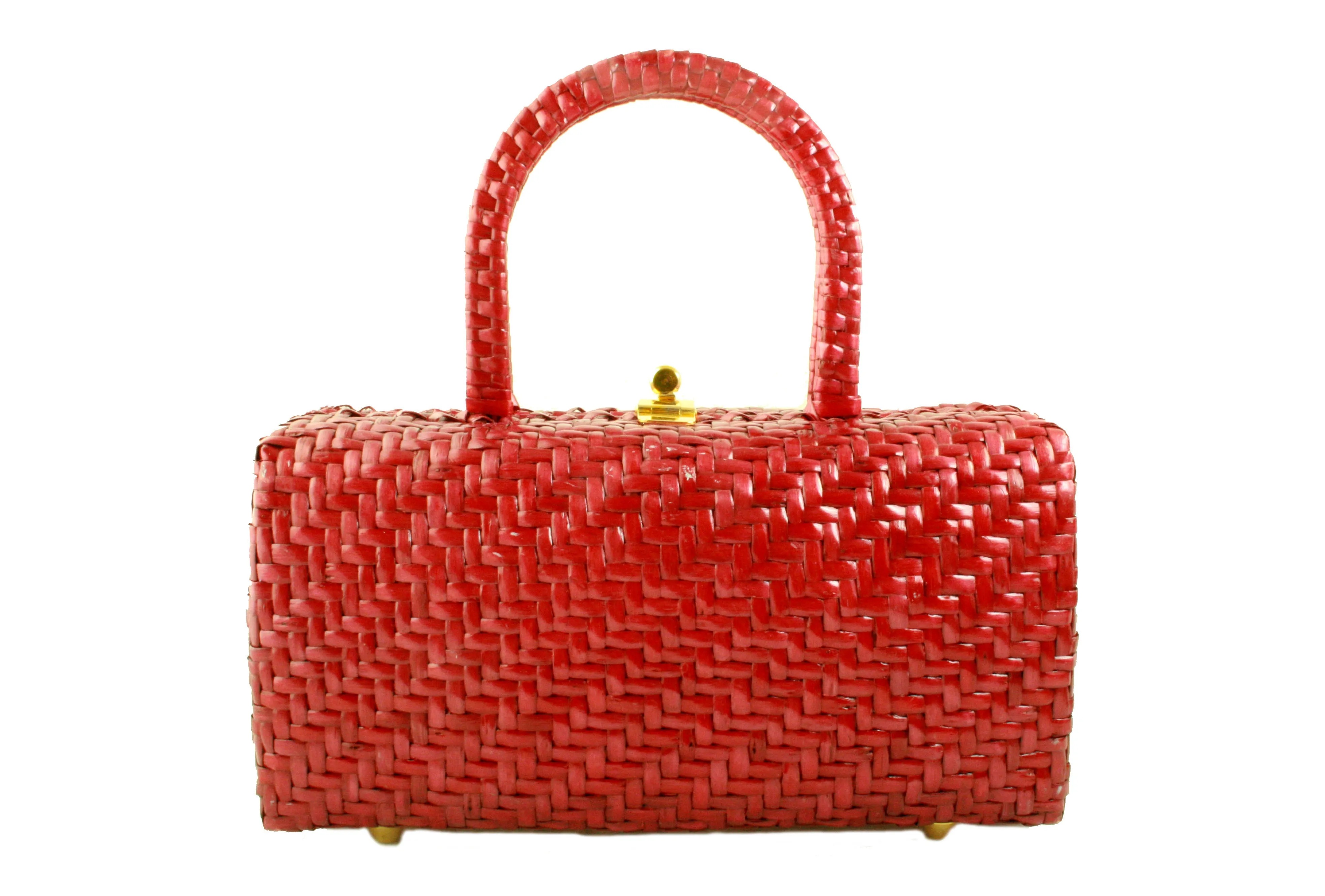 NEIMAN MARCUS cherry wicker handbag