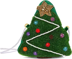 NVENF Christmas Purse Crossbody Bag for Women Beaded Christmas Tree Reindeer Boot Shoulder Bag Holiday Accessories Gifts