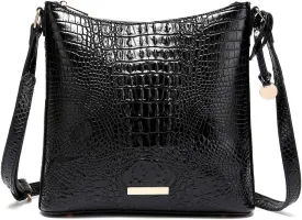 Shoulder Crocodile Flat Handbags for Women trendy Ladies Shoulder Bag Embossed Pattern Leather Crossbody Purse