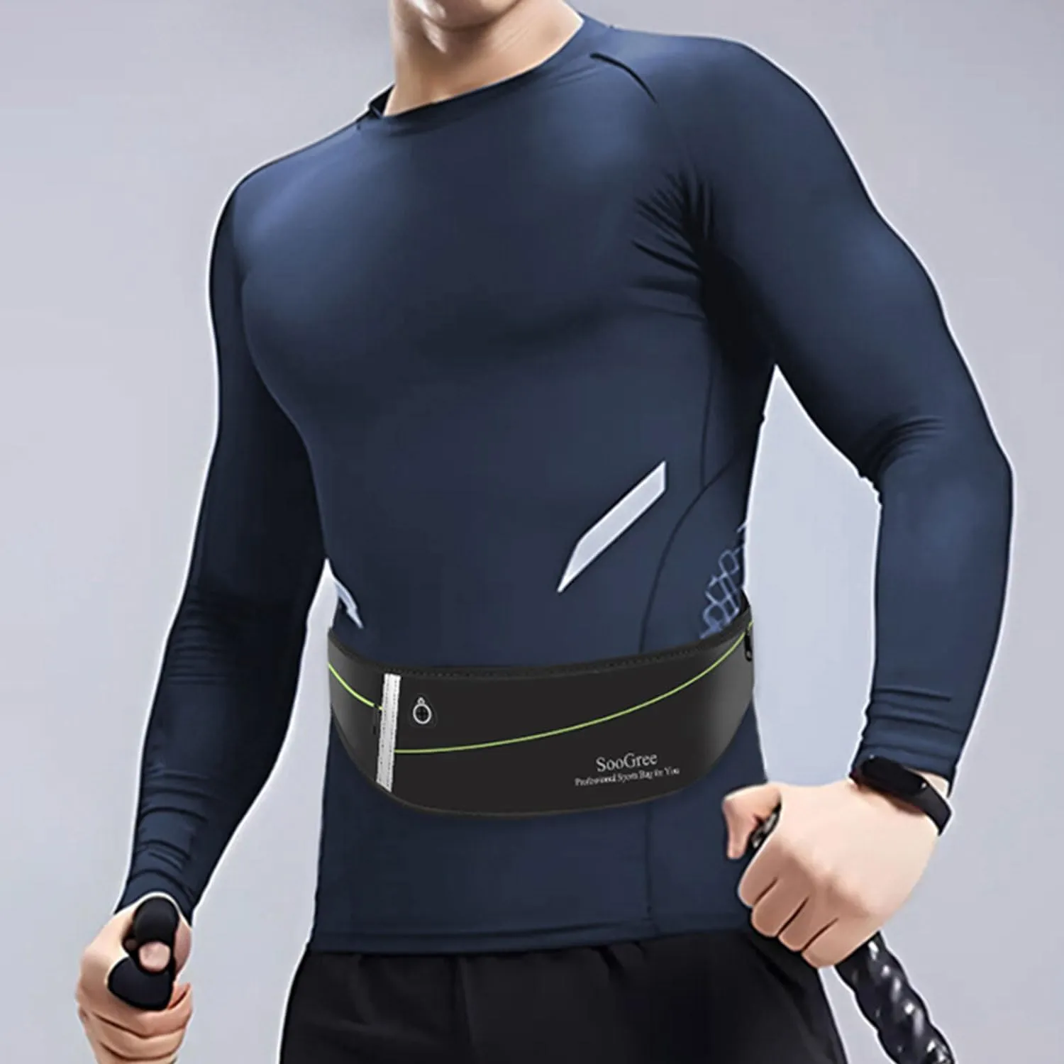 Slim Running Belt Fanny Packs for Women Men,Water Bottle Holder Hydration Fanny Pouch,Waterproof Sport Waist Pack with Reflective Strip,Runner Belt Bag for Running Cycling Camping Gym (Blue)