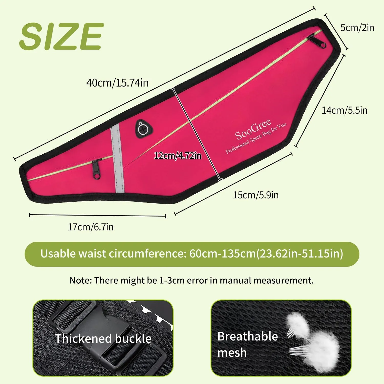 Slim Running Belt Fanny Packs for Women Men,Water Bottle Holder Hydration Fanny Pouch,Waterproof Sport Waist Pack with Reflective Strip,Runner Belt Bag for Running Cycling Camping Gym (Pink)