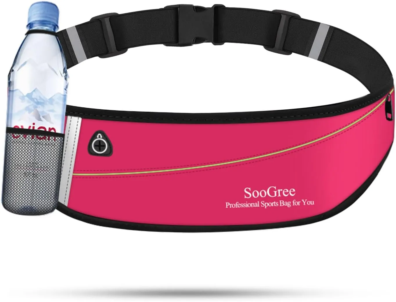 Slim Running Belt Fanny Packs for Women Men,Water Bottle Holder Hydration Fanny Pouch,Waterproof Sport Waist Pack with Reflective Strip,Runner Belt Bag for Running Cycling Camping Gym (Pink)