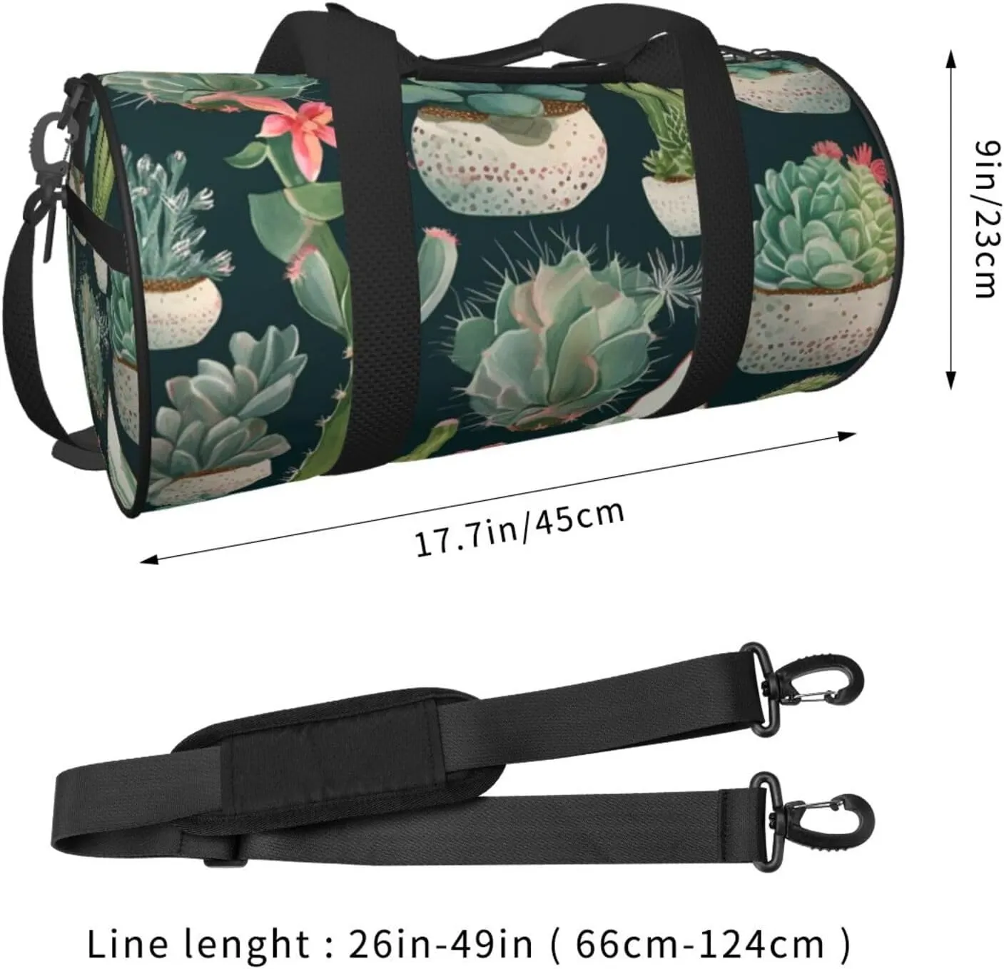 Succulent Plants and Cactus Travel Duffle Bag for Men Women Sport Gym Bag Foldable Weekender Bag Carry on Overnight Bag for Travel Swimming Basketball