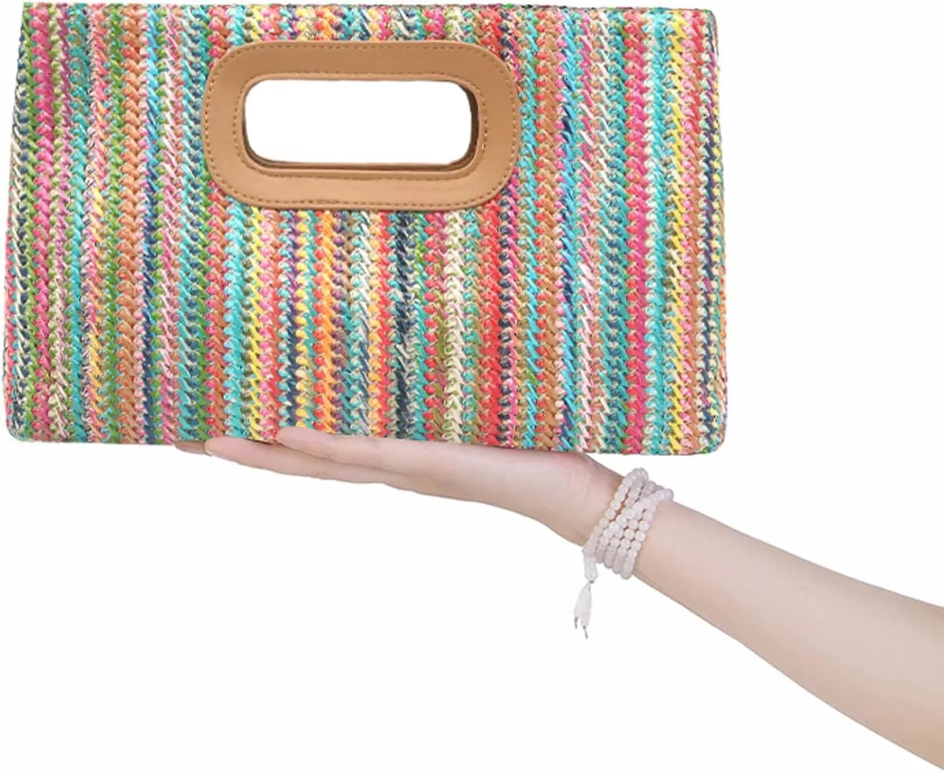 Top Handle Straw Clutch Purses for Women Summer Evening Handbag Vacation Handbags Raffia Woven Beach Bags