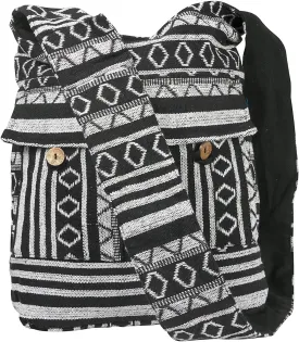 Tribe Azure Aztec Black White Woven Handmade Crossbody Hobo Women Shoulder Bag Sling Casual Large