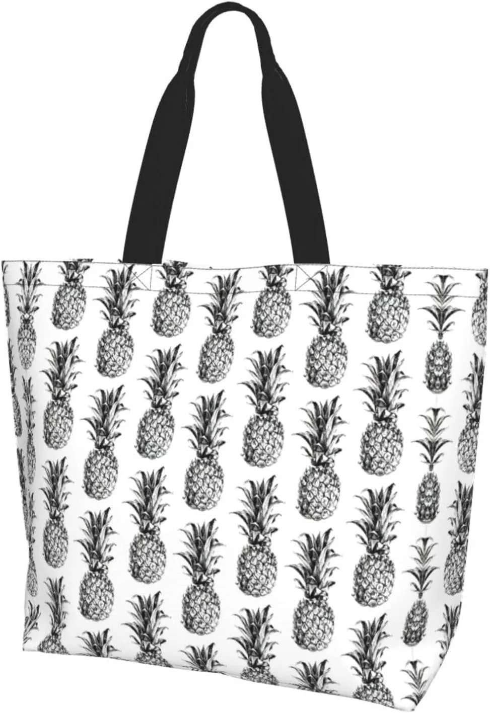 Tropical Theme Pineapple Fruit Pattern print Single shoulder shopping bag, reusable handbag,Fit for work and shopping