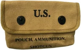 US WWII Canvas Shotgun Shell Ammunition Pouch Marked Khaki