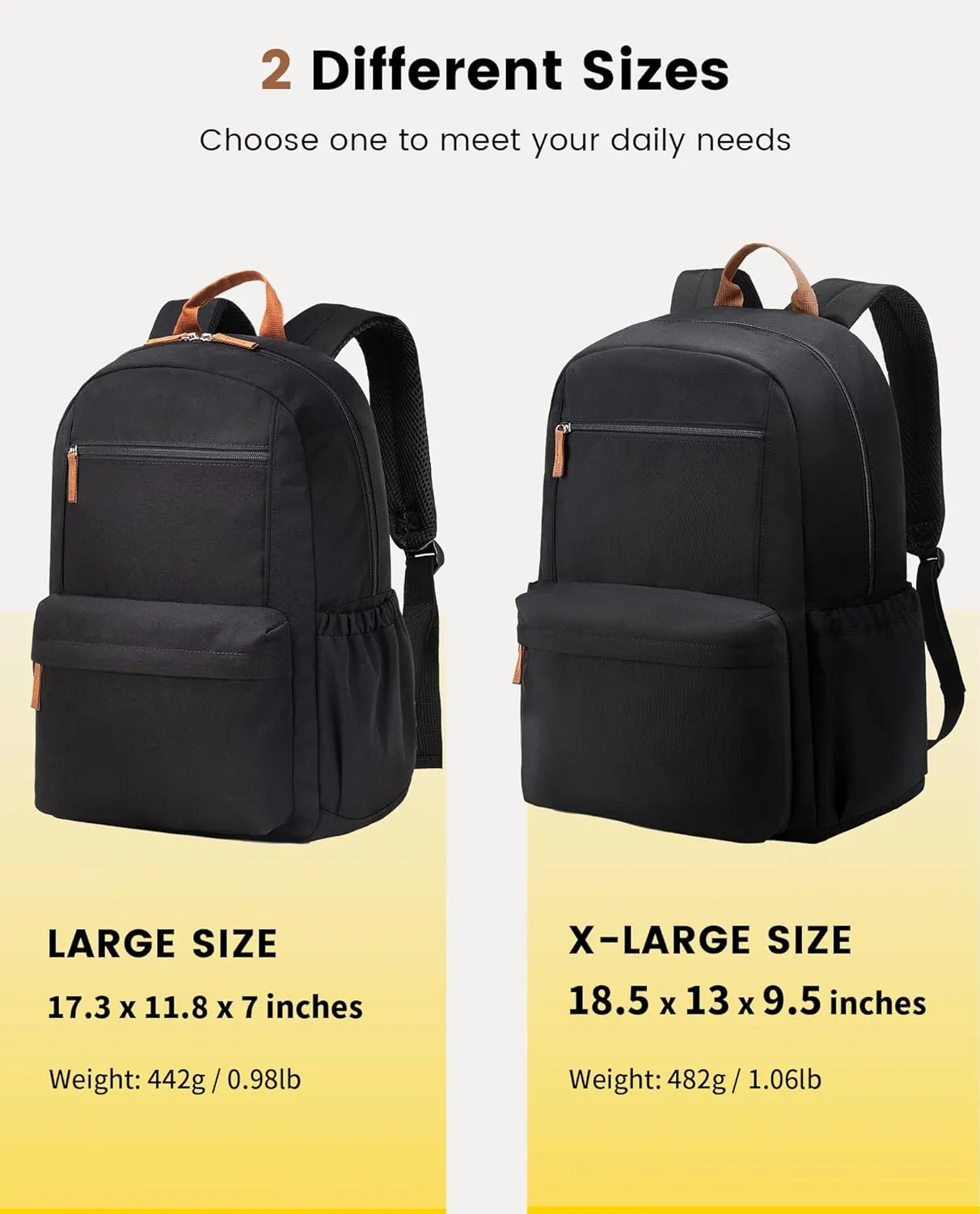 Vorspack Backpack for Men and Women - Lightweight Backpack Classical Basic Bookbag with Multi-pockets Casual Daypack for College Workplace Travel - Black