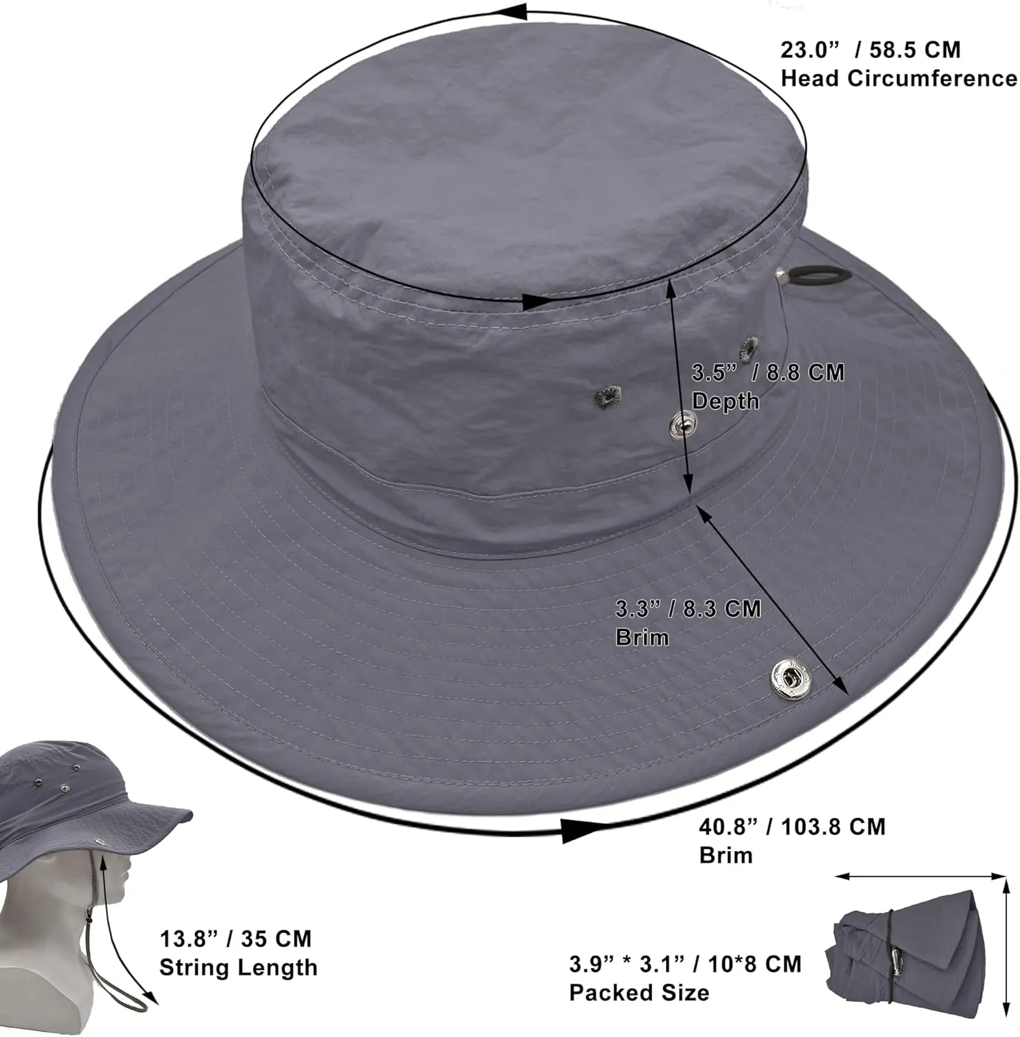 Waterproof Bucket Rain Hat for Women Wide Brim UV Protection Foldable Mesh Soft Boonie Beach Fishing Cowboy Hat Men