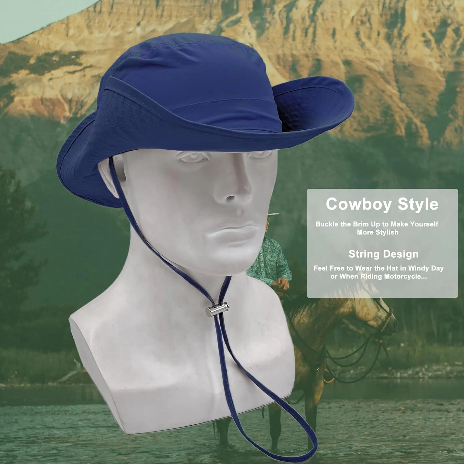 Waterproof Bucket Rain Hat for Women Wide Brim UV Protection Foldable Mesh Soft Boonie Beach Fishing Cowboy Hat Men