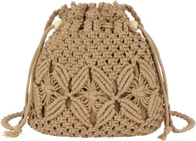 Women Mini Cotton Crochet Crossbody Bag Summer Beach Shoulder Bag Drawstring Purse