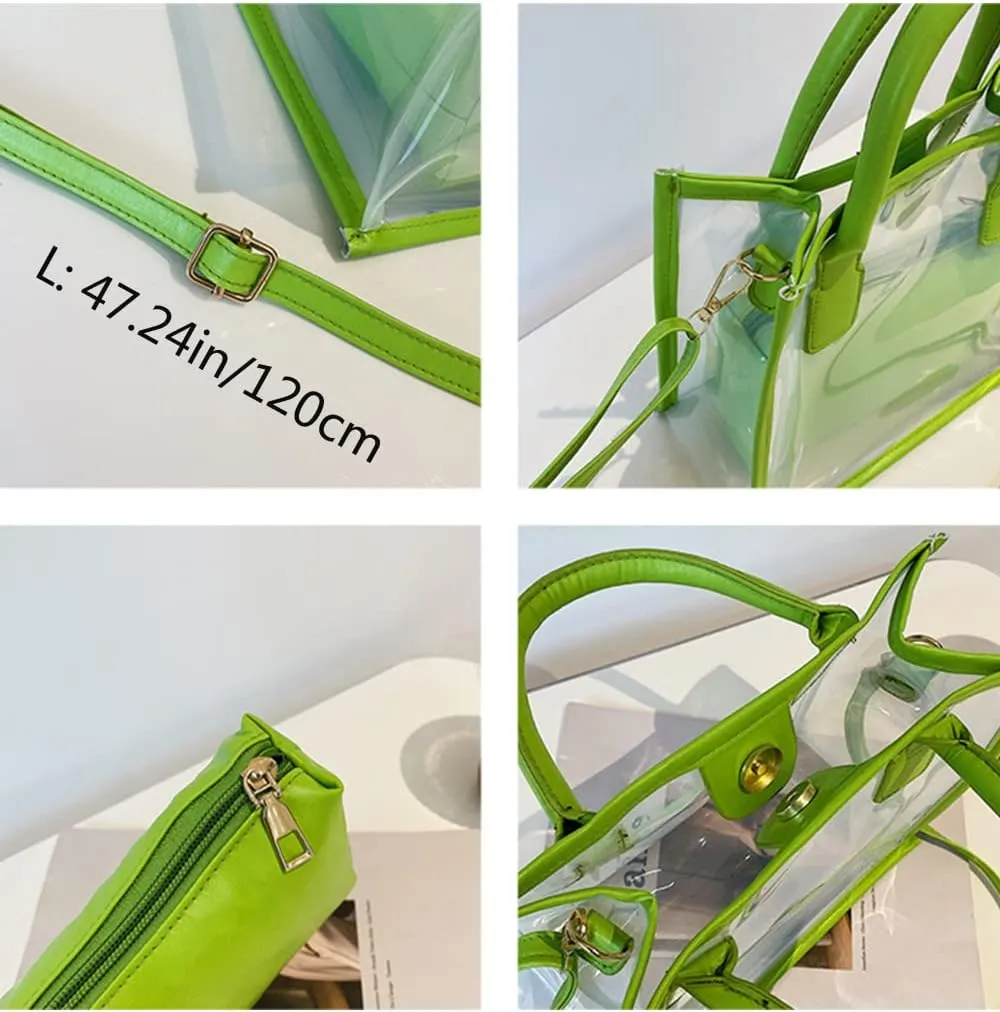 Women Transparent Tote Bag Beach Bags Shoulder Bags Handbag Satchel Jelly Bags