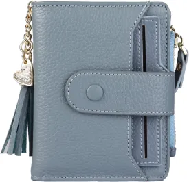 ZOOEASS Women's RFID Mini Soft Leather Bifold Wallet With ID Window Card Sleeve Coin Purse